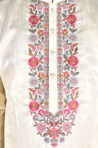 Gold colour kurta top with colourful thread work bundi