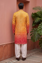 Mango colour kurta pant with allover printed work