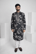 Black colour kurta top with white floral print