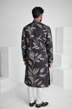 Black colour kurta top with white floral print
