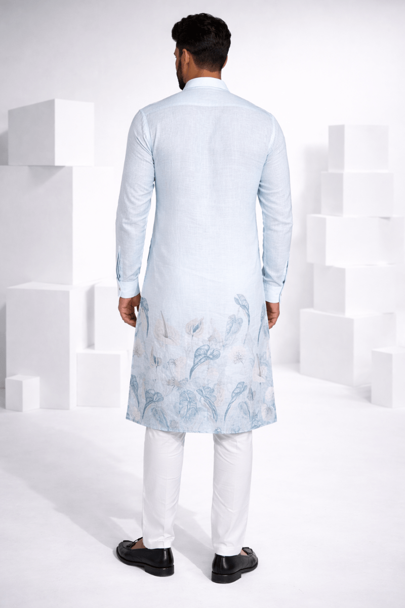 Blue colour kurta with floral print
