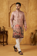Onion colour kurta top with printed work
