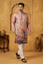 Onion colour kurta top with printed work