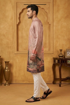Onion colour kurta top with printed work