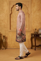 Onion colour kurta set with printed work