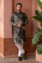 Teal blue printed kurta top