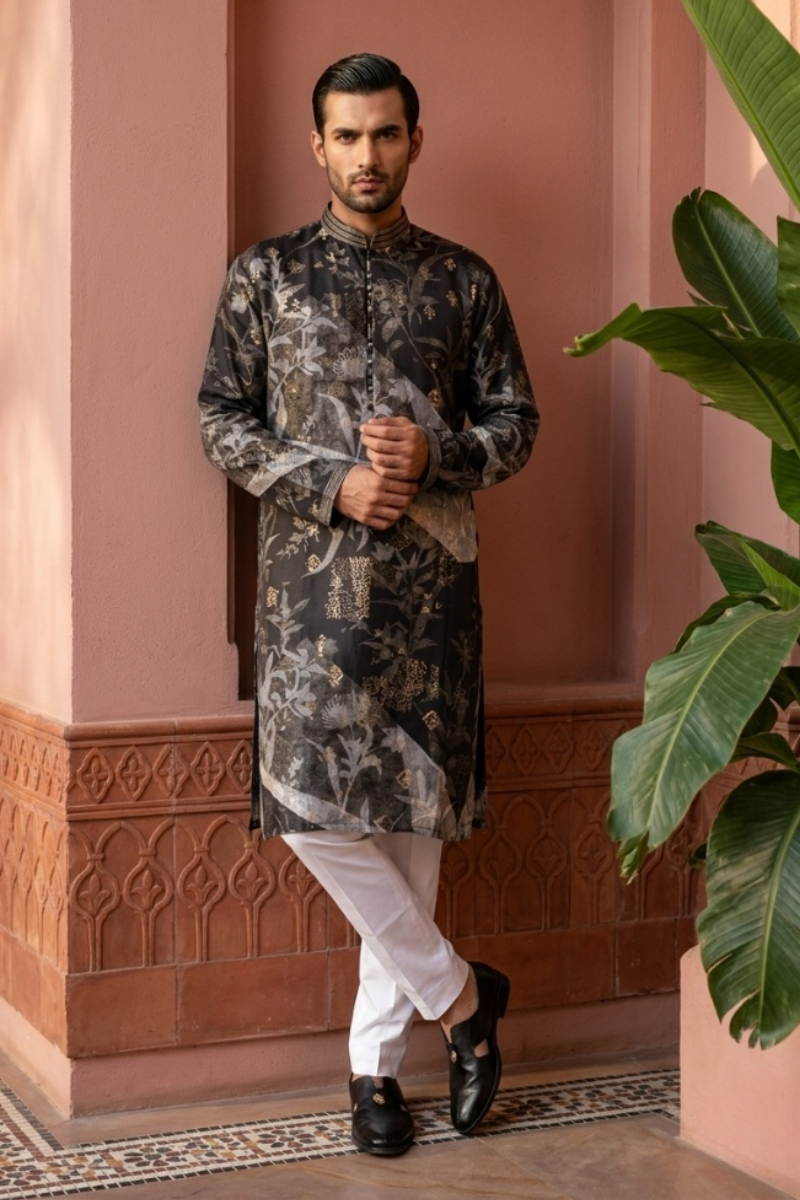 Teal blue printed kurta top
