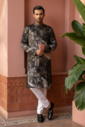Teal blue printed kurta pant
