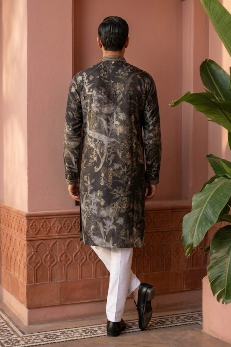 Teal blue printed kurta top