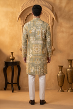Grey cotton kurta top with embroidery
