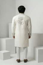 White colour kurta with black thread work