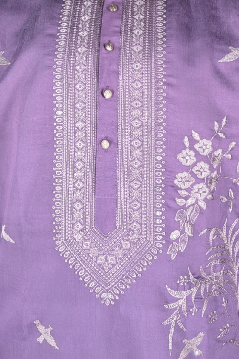 Purple colour kurta top with thread work