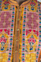 Yellow colour georgette fabric kurta set with allover printed embroidery kurta set