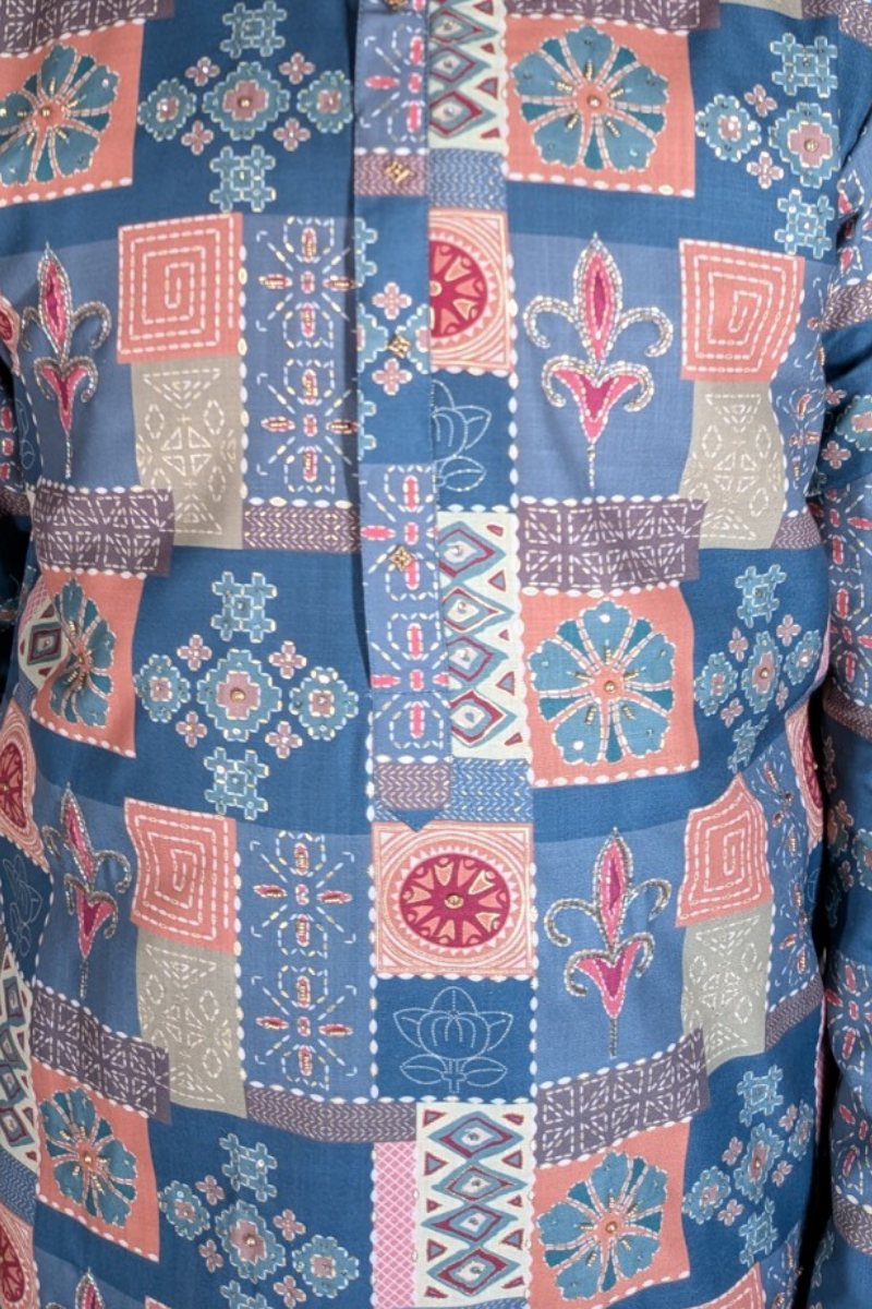 Semi sheer cotton kurta with a multi print design
