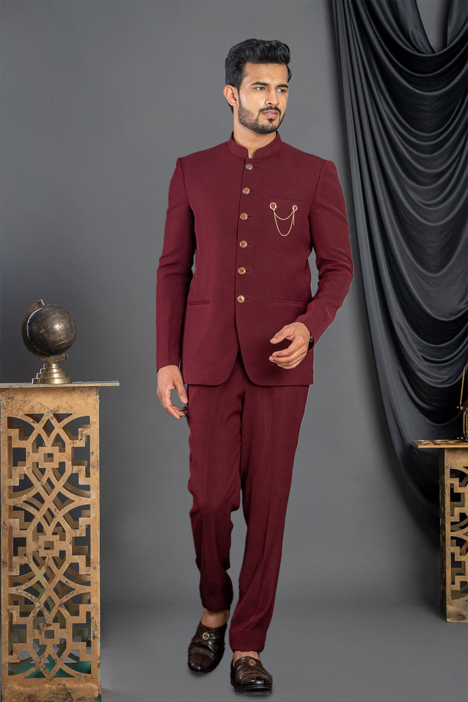 Buy Designer Handmade Wine Color Jodhpuri Bandgala Hunting Suit for Men for  Wedding Party Reception and Events and Festive Online in India - Etsy