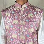 Onion colour half sleeves printed bundi