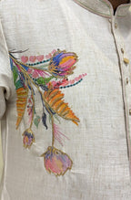Natural colour kurta set with floral design print