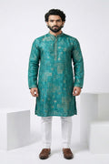 Rama colour kurta top with neck and collar mirror work