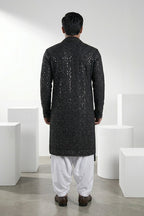 Black Colour kurta top and dupatta with allover thread and mirror work