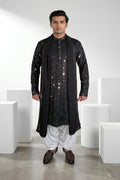 Black Colour kurta top and dupatta with allover thread and mirror work