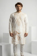 White kurta top with white thread work