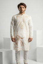 White kurta top with white thread work