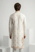 White kurta top with white thread work