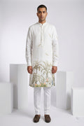 White colour kurta with floral print