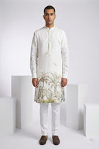 White colour kurta with floral print