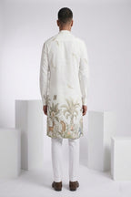 White colour kurta with floral print