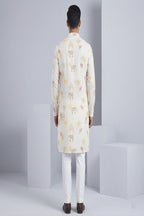 Cream kurta top with elephant print motifs