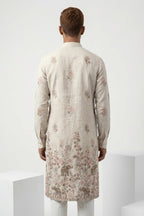 Natural semi cotton kurta with thread work