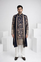 Black colour kurta top and dupatta with allover colourful thread work