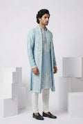Sky blue kurta with thread work and dupatta