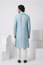 Sky blue kurta with thread work and dupatta