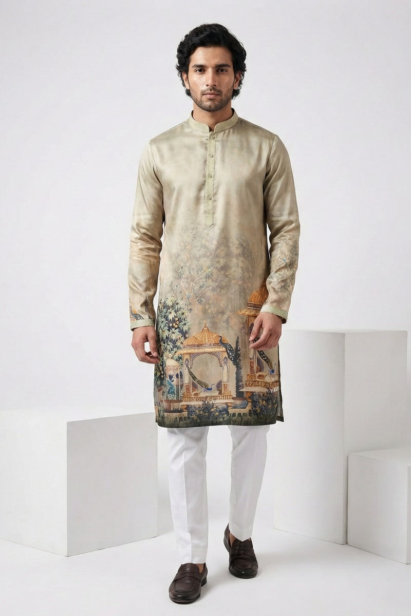 Pista colour kurta top with printed work