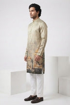 Pista colour kurta top with printed work