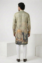 Pista colour kurta top with printed work