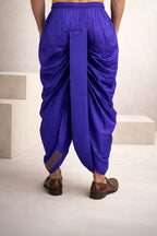 purple colour Cheeri silk dhoti and dupatta with gold zari border  and elastic drawstring waist