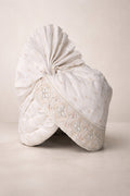 Cream Colour Chanderi safa with embroidered lace