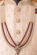 white with maroon  pearl elegant mala