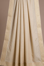 Chiku colour Cheeri silk dhoti and dupatta with gold zari border  and elastic drawstring waist