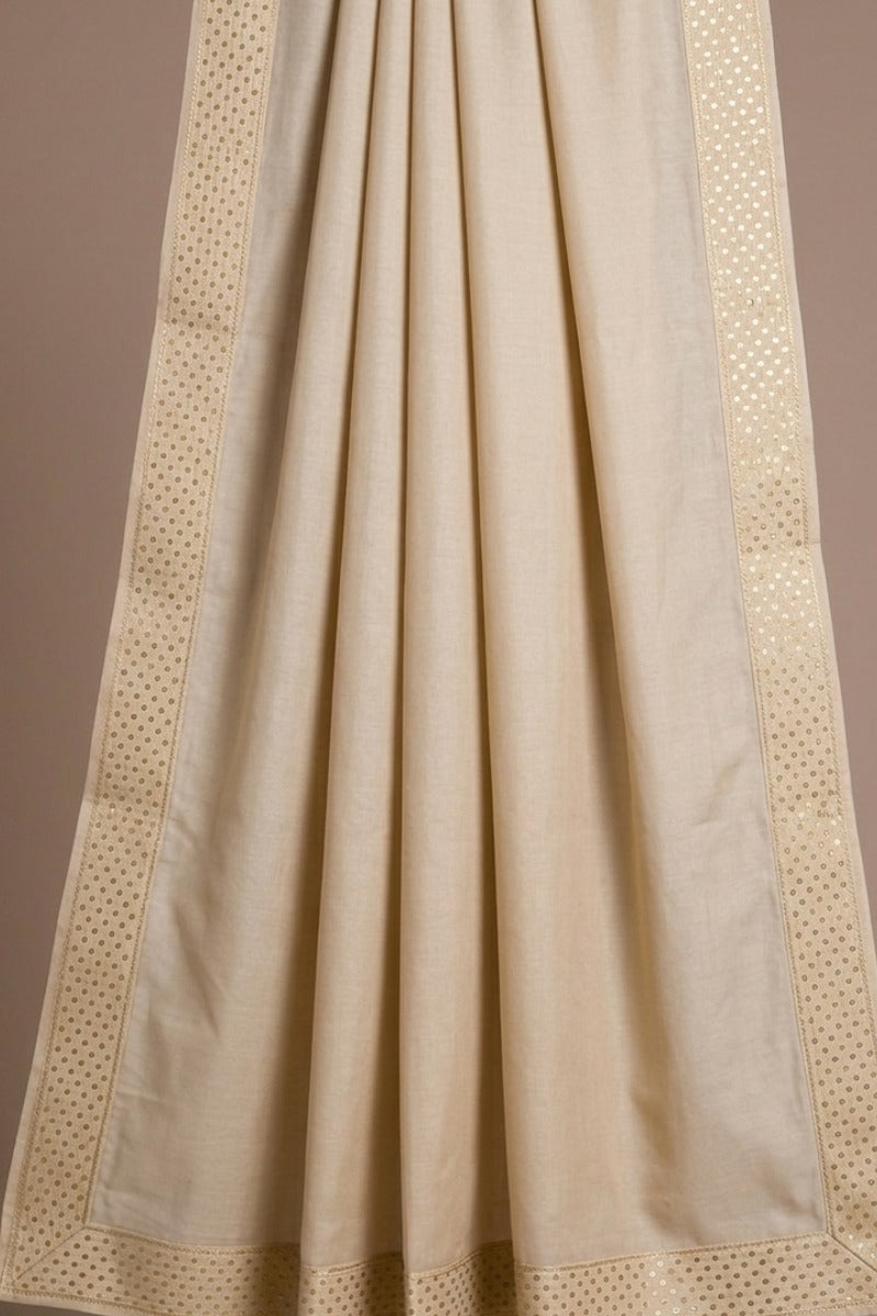 Chiku colour Cheeri silk dhoti and dupatta with gold zari border  and elastic drawstring waist