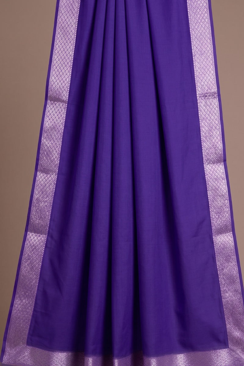 purple colour Cheeri silk dhoti and dupatta with gold zari border  and elastic drawstring waist