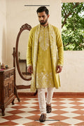 Mehendi green kurta set with thread work and dupatta