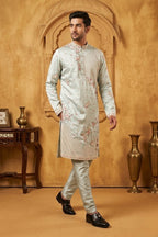 pista Floral work with embroidered kurta set