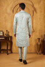 pista Floral work with embroidered kurta set