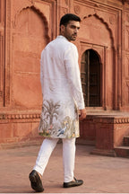 White colour kurta with floral print and pant