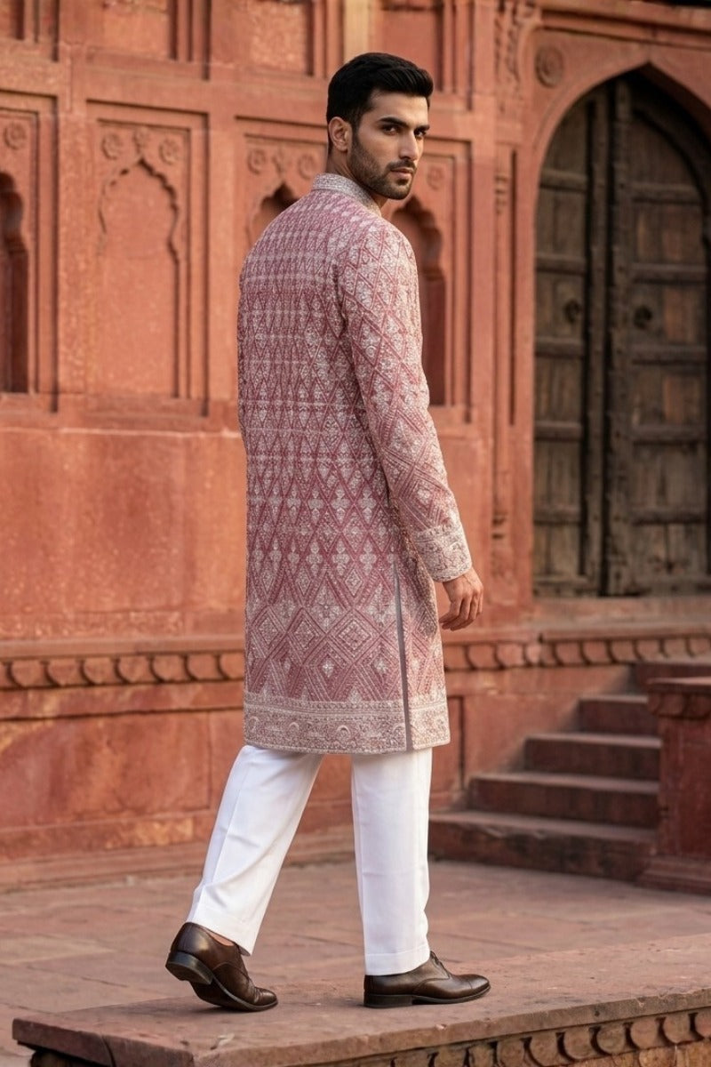 Maroon kurta set with sequin work