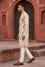 Mehndi colour kurta set with floral print